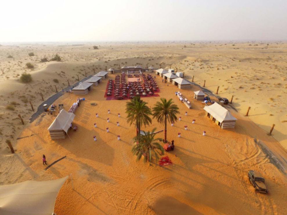 In the private Evening desert safari Dubai included private camp