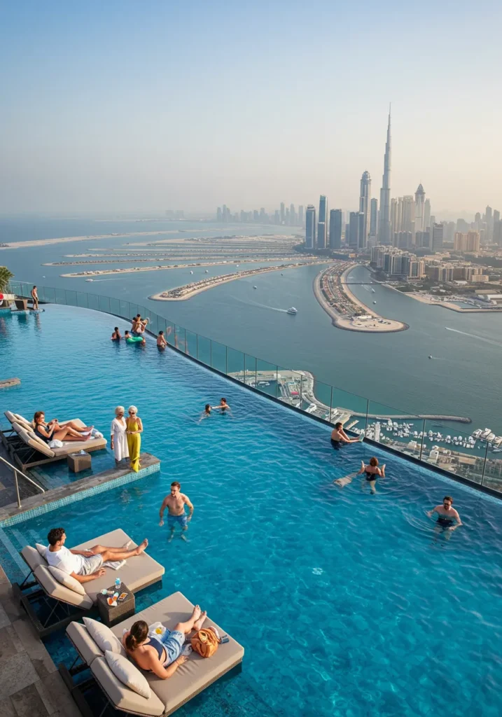 Aura Skypool World’s highest 360° infinity pool, luxury lounging, unmatched skyline views.