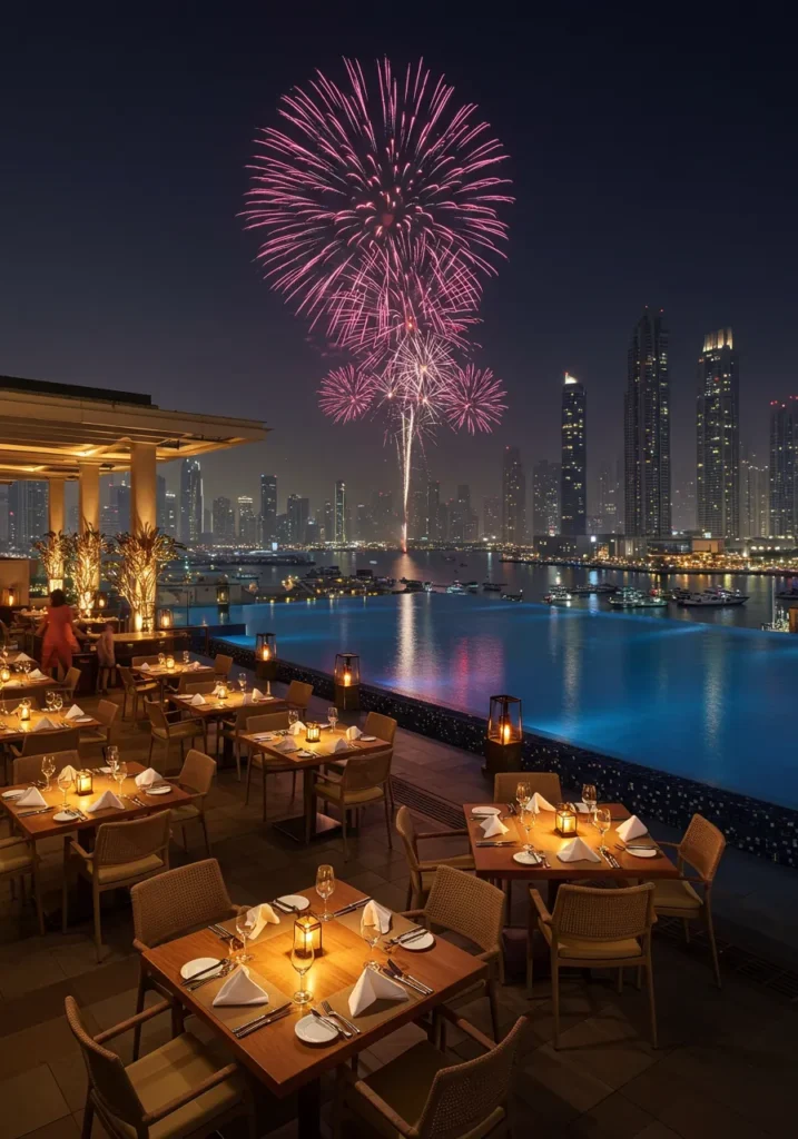 ZETA Seventy Seven Rooftop infinity pool, Asian dining, fireworks and skyline views.