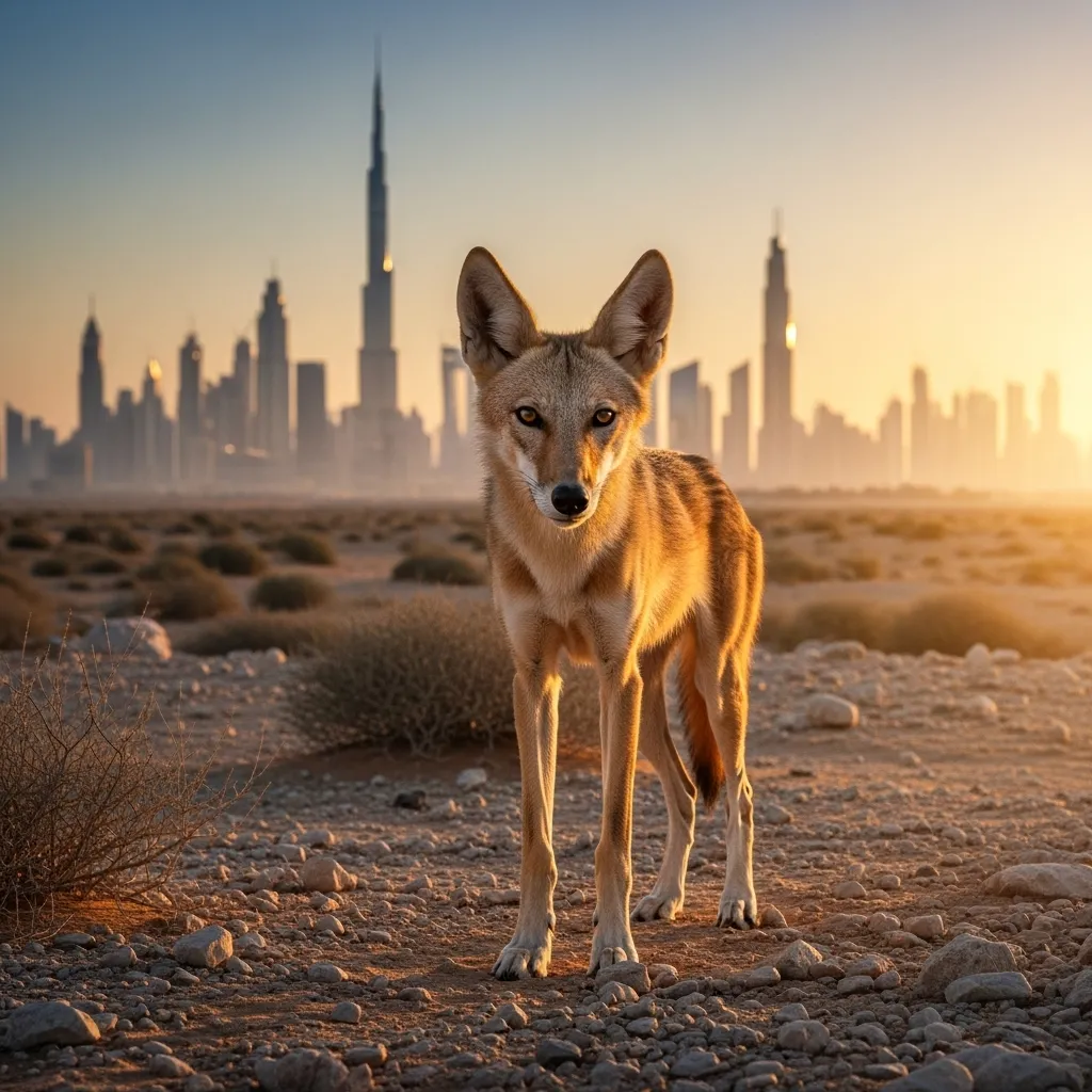 Arabian wolf sighting Dubai rare in reserve