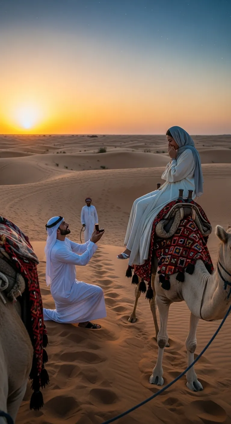 Camel ride proposal Dubai