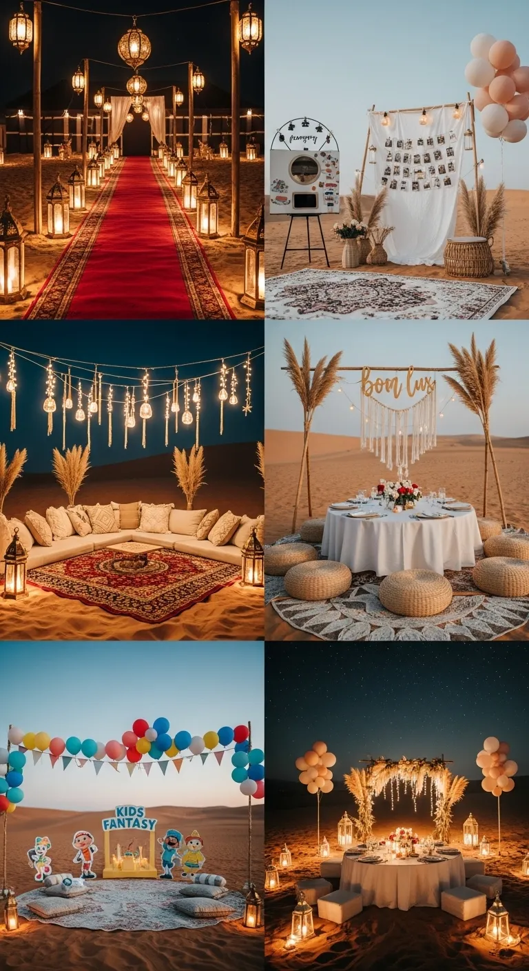 Personalized birthday themes and desert safari camp decorations in Dubai