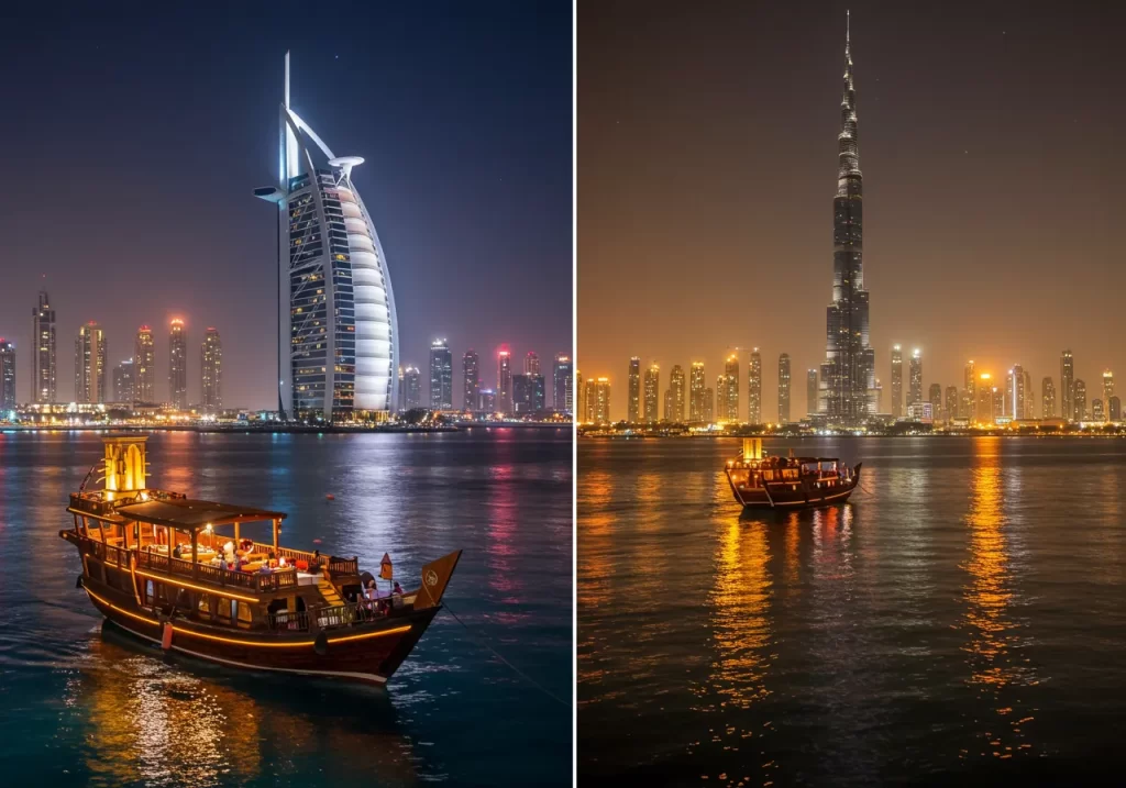 Dhow Cruise + Dubai City Tour
See famous attractions like Burj Khalifa and Palm Jumeirah before enjoying a relaxing dinner cruise.