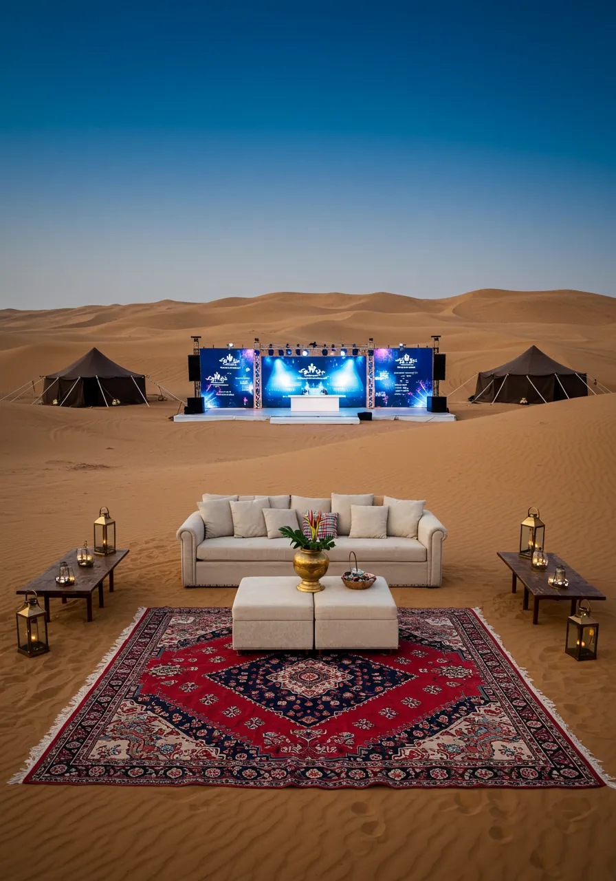 Exclusive Launches
Our camps are ideal for corporate desert events Dubai, with full privacy. Many brands choose the dunes for a desert product launch Dubai, enhanced by modern setups like an LED desert stage Dubai.