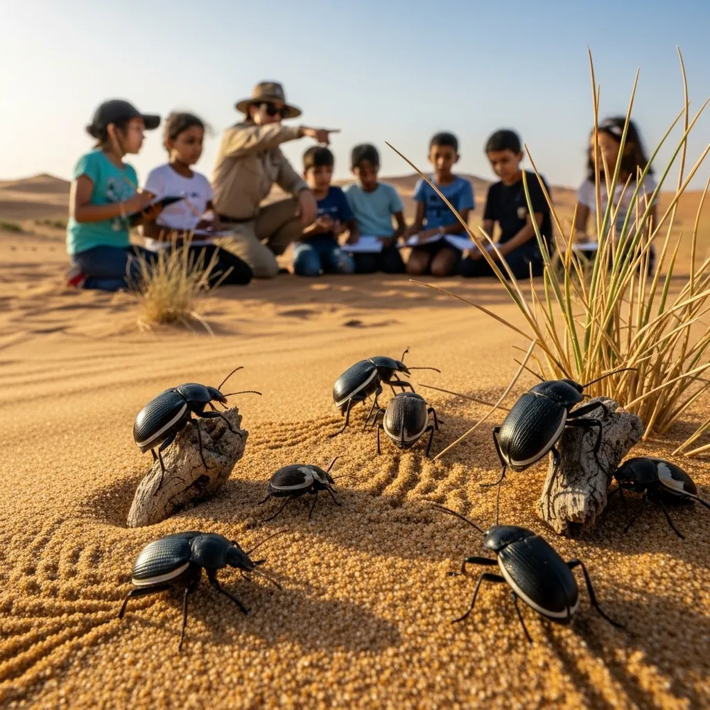 Sand beetle facts Dubai desert close-up macro shot
