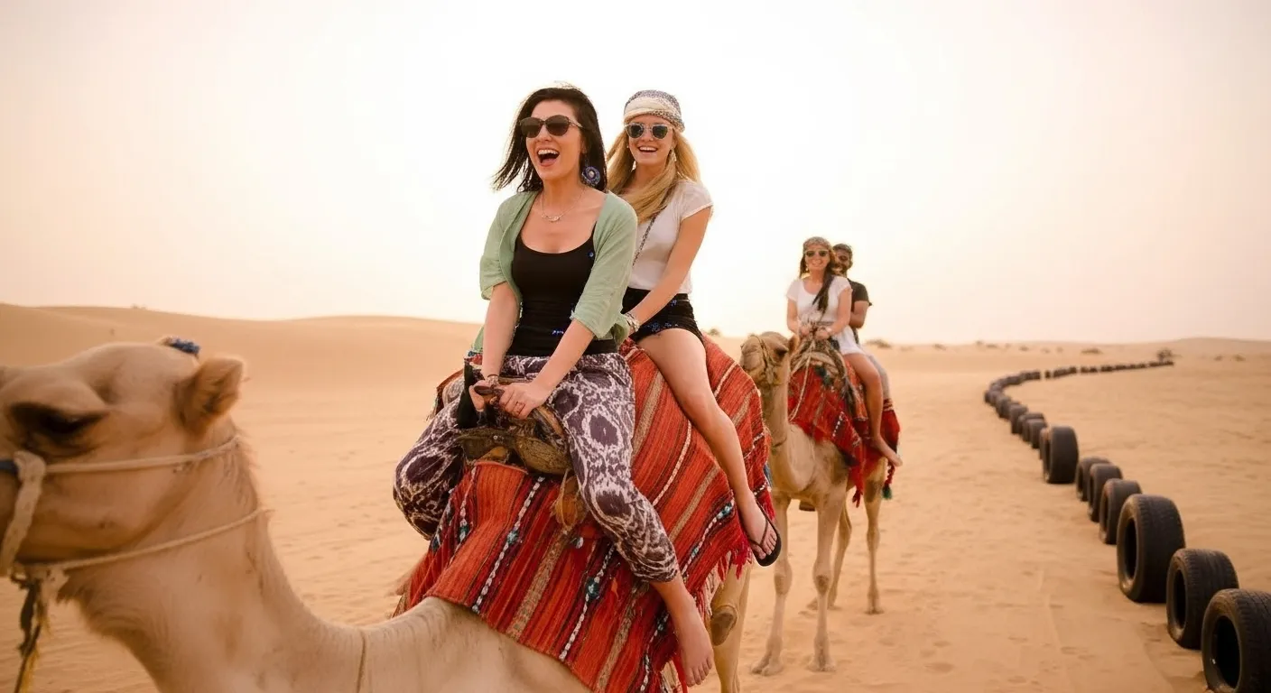 Traditional camel ride experience during Dubai desert safari