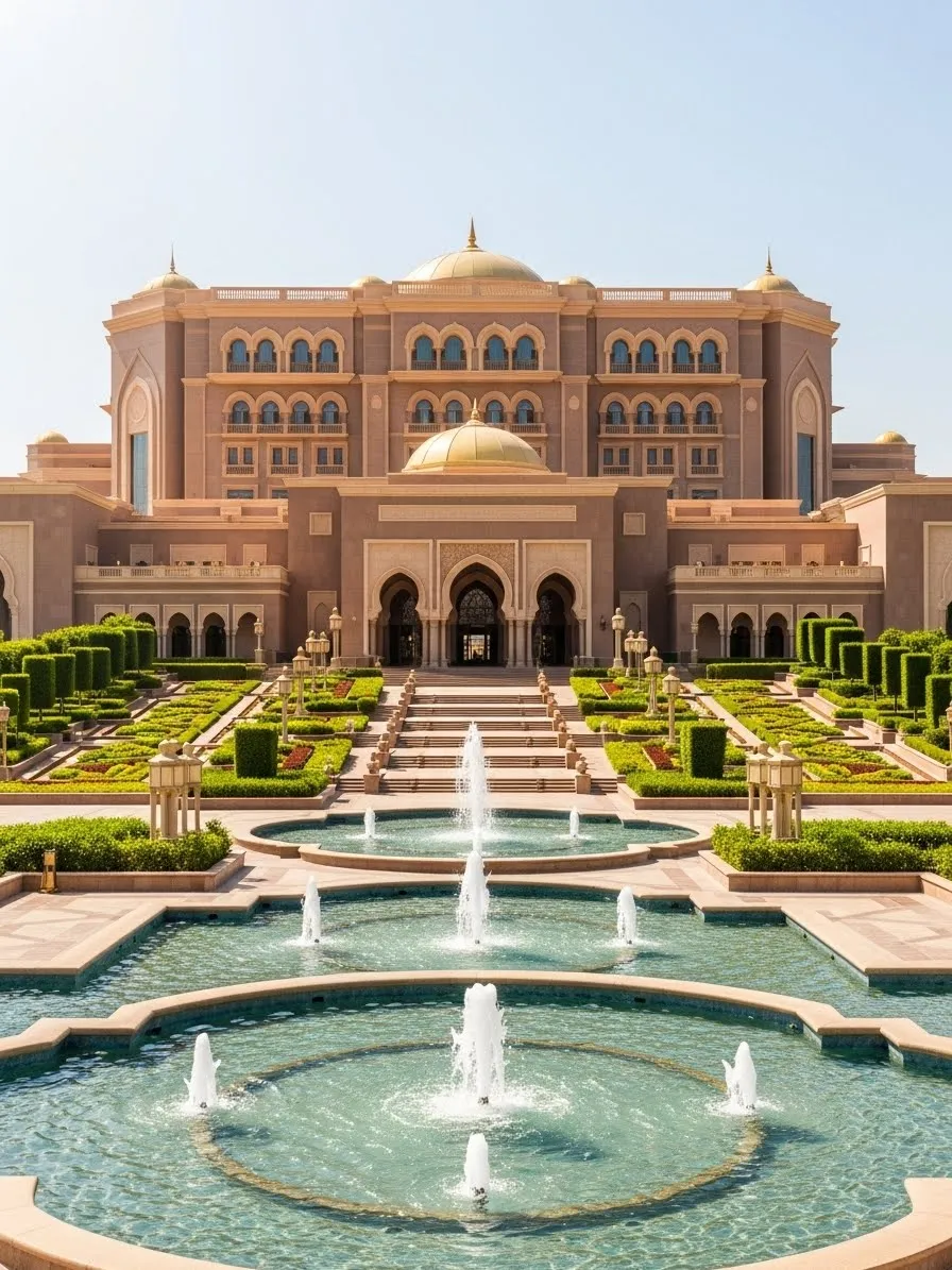 Emirates Palace Abu Dhabi showcasing royal architecture, gardens and luxury surroundings