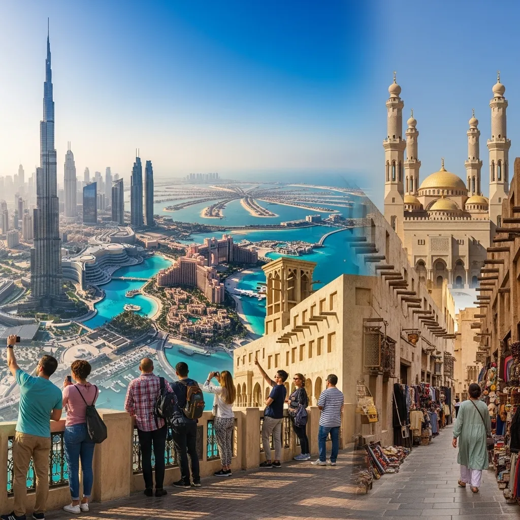 Full day Dubai sightseeing tour covering Burj Khalifa, Palm Jumeirah, Atlantis Hotel, Jumeirah Mosque and Old Dubai souks