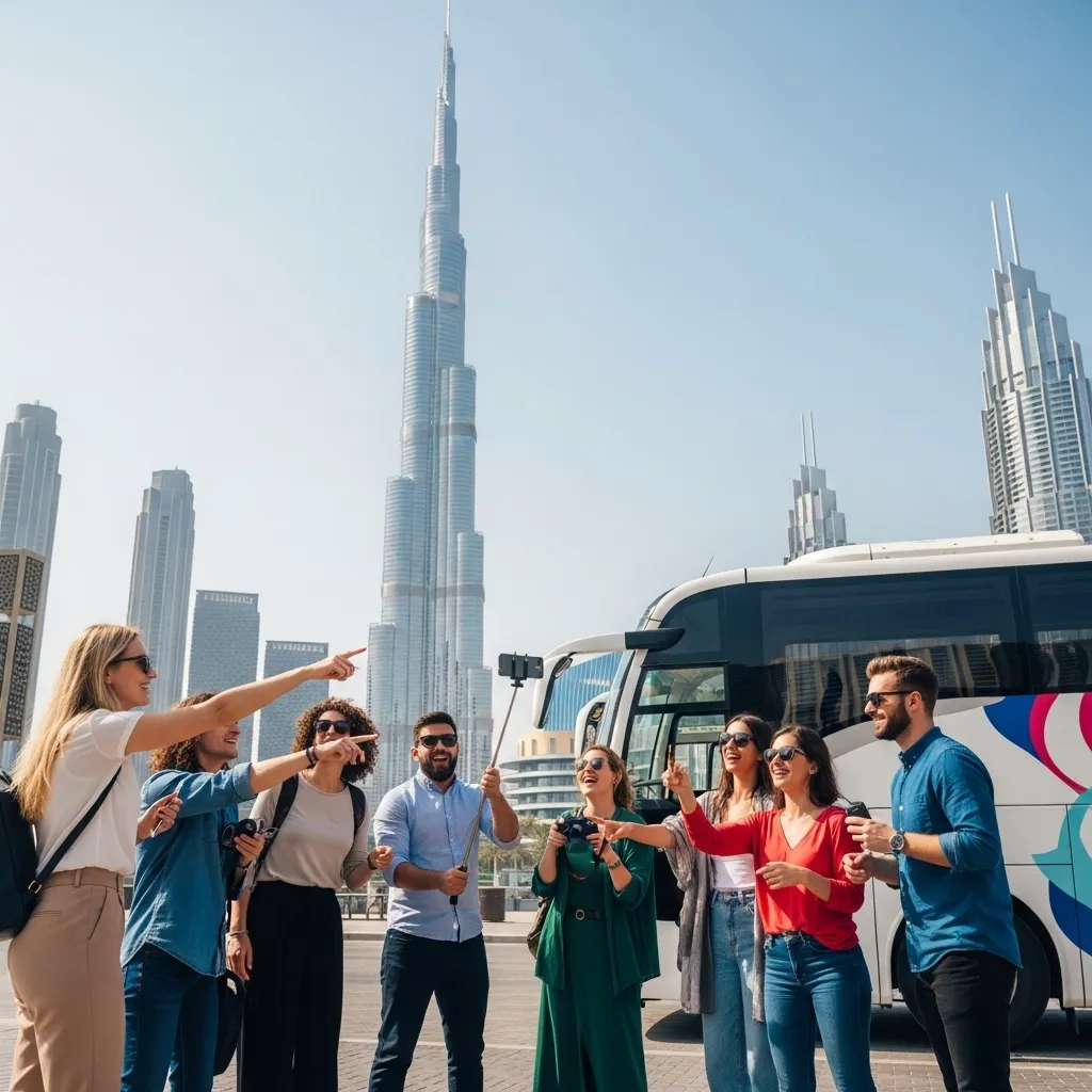 Group Dubai sightseeing tour with shared transport, fixed itinerary and guided visits to top Dubai attractions