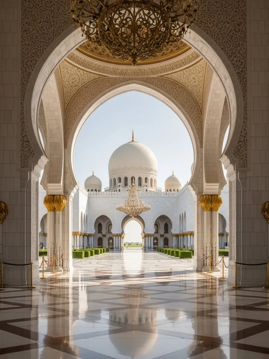 Qasr Al Watan Presidential Palace in Abu Dhabi with grand halls and cultural architecture